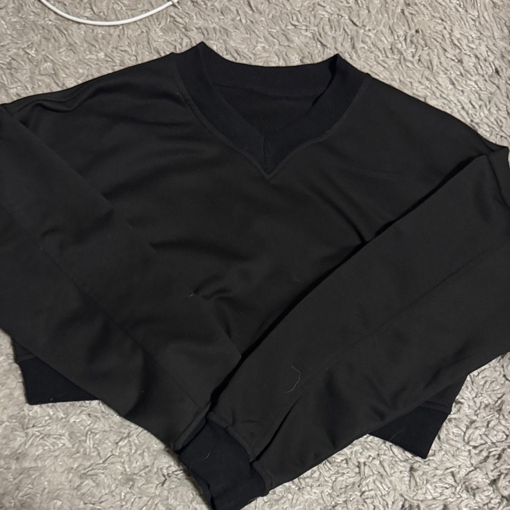 SHEIN Black V-Neck Sweatshirt